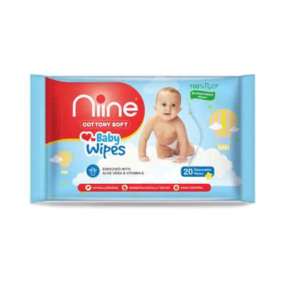 Niine Cottony Soft Baby Wipes (Pack of 3 x 20's) - Diapers & Wipes