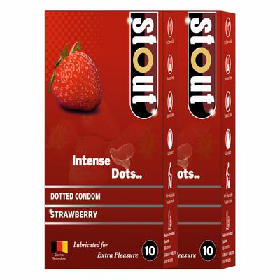 Stout Extra Dotted Strawberry Condoms - Flavoured (Pack of 2 x 10's) 1's - Plain/Flavoured Condoms