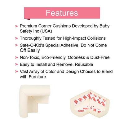 Baby Safety Inc Safe-O-Kid - High Quality Density L-Shaped Large Nbr Corner Cushions -Cream (Pack of 4) - Creams, Lotions & Oils
