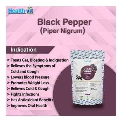 Healthvit Natural Black Pepper Powder (Piper Nigrum) 100 GM - Herbal Dietary Supplement