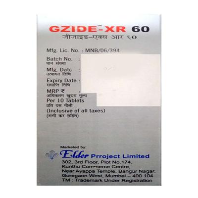 Gzide XR 60mg Tablet 10'S - Diabetes-Ant