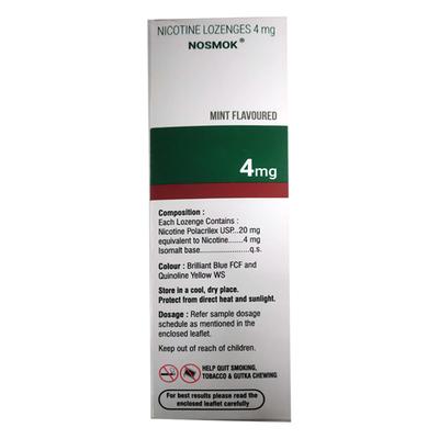 NOSMOK SUGAR FREE MINT FLAVOURED 4mg Lozenges 12's - Smoking cessation