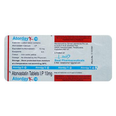 ATORDAY 10mg Tablet 10's - High Cholesterol-Dys