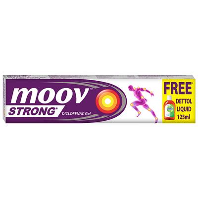 Moov Strong Diclofenac Gel 50 gm + Free Dettol Antiseptic Liquid 125 ml - Gel/Cream