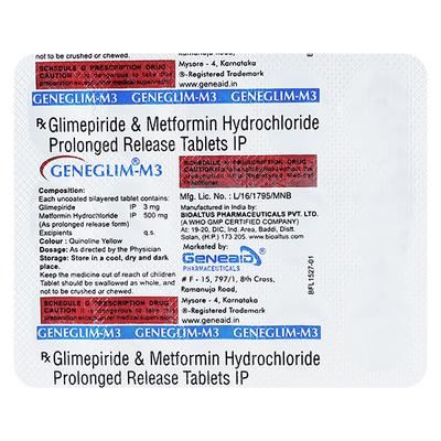 GENEGLIM M 3 Tablet 15's - Diabetes-Ant