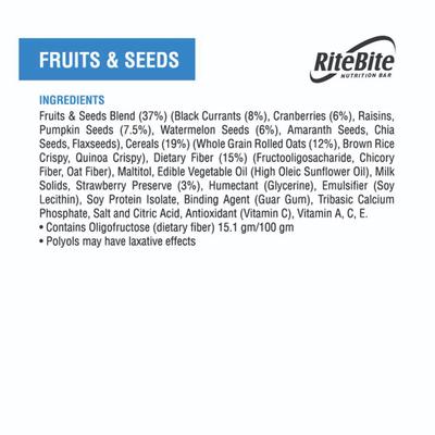 RiteBite Fruit & Seeds Bar (Pack of 6) - Nutritional Bars