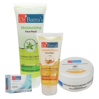 Dr Batra's Moisturizing Face Wash 100 gm + Instant Glow Face Wash 50 gm + Intense Moisturizing Cream 100 gm + Bathing Bar 125 gm - Face Washes