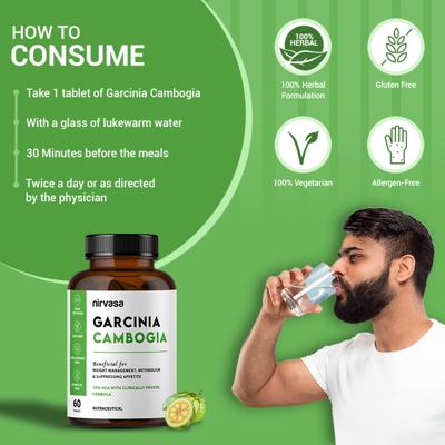 Nirvasa Garcinia Cambogia 800mg Tablet (Pack of 6 x 60's) 1's - Herbal Dietary Supplement