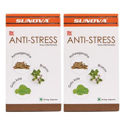 Sunova Anti Stress Veg Capsule (Pack of 2 x 60's) 1's - Speciality Medicine