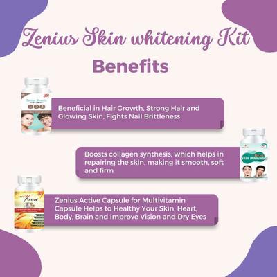 Zenius Beauty Capsule 60's + Active+ Capsule 60's + Skin Whitening Capsule 60's 1's - Personal Care (Ayush)