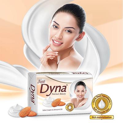 Dyna Beauty Soap - Milk Cream & Almond Oil(Pack of 4 x 125 gm) - Soaps