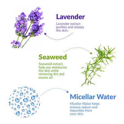 Kara Beauty Micellar Make Up Removal Wipes - Lavender & Seaweed 30's - Make Up Removers