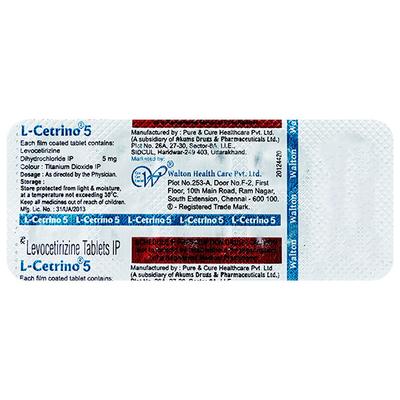 L CETRINO Tablet 10's - Allergies-Ant