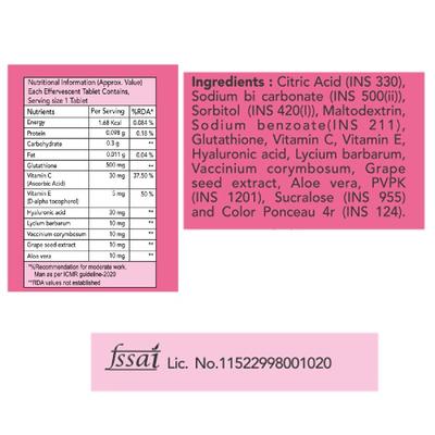 FixUpHealth Glutathione Effervescent Tablet - Strawberry Flavour (Pack of 2 x 15s) 1's - General Health