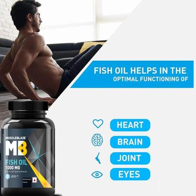 MuscleBlaze Fish Oil 1000 mg Capsules 90's - Omega Fish Oil Fatty Acids