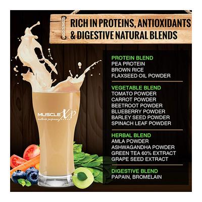 MuscleXP Plant Protein Powder - Chocolate Flavour 400 gm + Shaker 1's - Whey Proteins