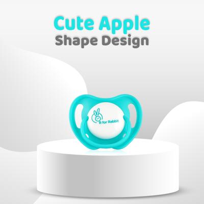 R for Rabbit Baby Apple Pacifier Ultra Light Soft Silicone Nipple for Kids of 3 Months- Blue 1's - Pacifiers & Teethers