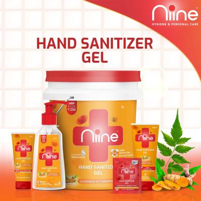 Niine Hand Sanitizer Gel - Turmeric & Neem (Pack of 10 x 100 ml) - Hand Sanitizer