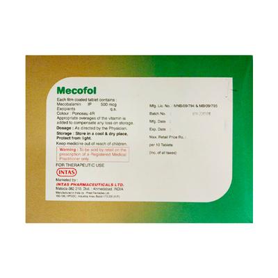 Mecofol 500mcg Tablet 10'S - Supplements-Vbc