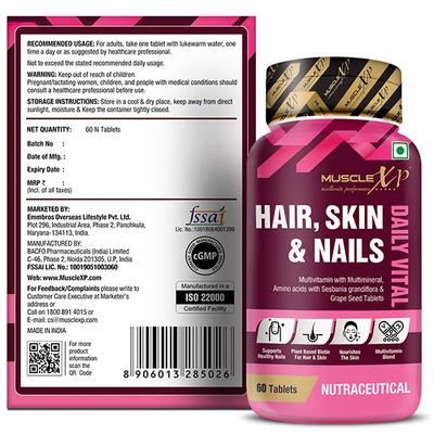 MuscleXP Daily Vital Hair, Skin & Nails Tablet 60's - Hair & Skin