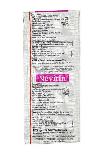 Nevirin Tablet 10'S - Neuropathic Pain-Dru