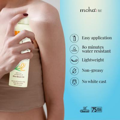 Moha Sunscreen Spray (SPF 50 PA+++) With Rice Bran Oil 170 gm - Face Sunscreen