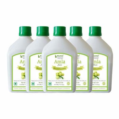 Bhumija Lifesciences Amla Juice (Pack of 5 x 1 Litre) - Herbal Dietary Supplement
