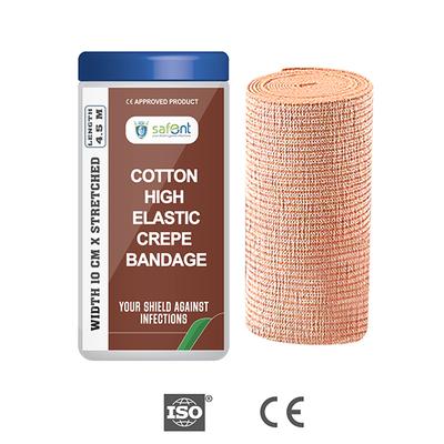 Safent Cotton High Elastic Crepe Bandage (10 cm X 4.5 m) - Bandages