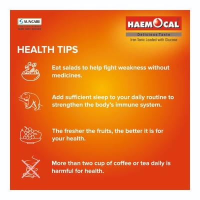 Suncare Haemocal Iron Tonic - Tangy Orange 450 ml - Calcium And Minerals