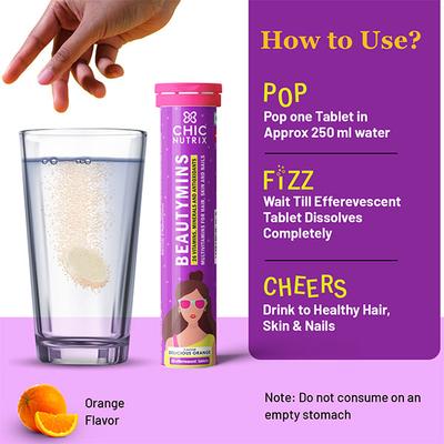 Chicnutrix Beautymins Effervescent Tablet - Orange Flavour 20's - Multi-Vitamins