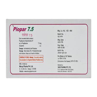 Piopar 7.5mg Tablet 30'S - Diabetes-Ant