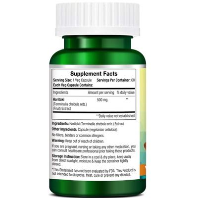 Morpheme Remedies Haritaki - 500mg Extract 60's - Herbal Dietary Supplement