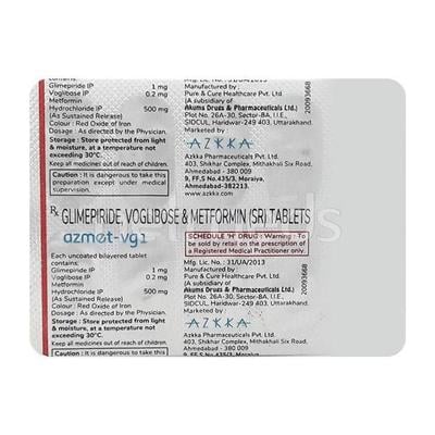 Azmet VG 1mg Tablet 10'S - Diabetes-Ant