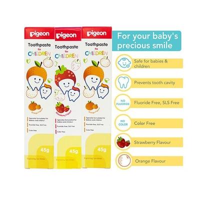 Pigeon Children Toothpaste Combo (Strawberry 1's + Orange 2's) 45 gm - Baby Oral Care