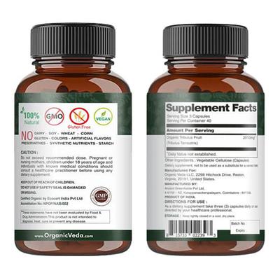 Organic Veda Tribulus Terrestris Extra Strength Veg Capsule 120's - Sexual Healthcare