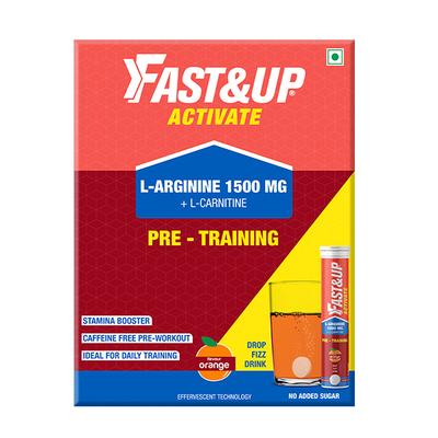 Fast&Up Activate Pre-Training Drink L-Arginine L-Carnitine 1500 mg Effervescent Tablet - Orange Flavour (Pack of 3 x 20) 1's - Workout Essentials