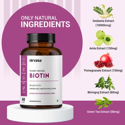 Nirvasa Plant Based Biotin Tablet (Pack of 2 x 60's) 1's - Hair & Skin