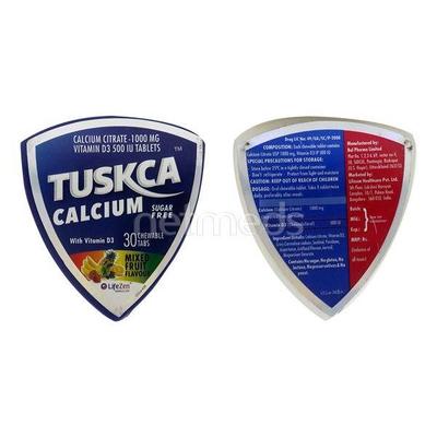Tuskca Sugar Free Mixed Fruit Flavour Chew Tablet 30'S - Supplements-Cal