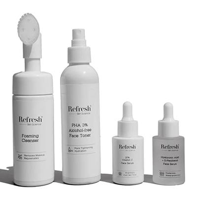 Refresh Skin Science Dry Skin Essentials Kit (Foaming Cleanser 150 ml + Face Toner 200 ml+ Vitamin C Face Serum 30 ml + Face Serum 30 ml) - Facial Kits