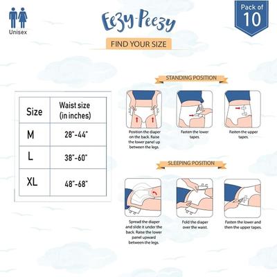 KNYA Med Eezy-Peezy Adult Diaper (M) 10's - Adult Diapers & Pads