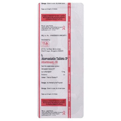ATORMUST 10mg Tablet 10's - High Cholesterol-Dys