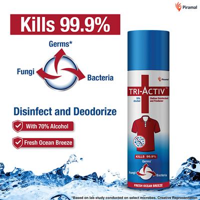 Piramal Tri-Activ Clothes Disinfectant & Freshner Spray - Ocean Breeze 230 ml - Others