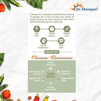 Dr. Morepen 24 In 1 Superfood Veg Capsule 60's - Herbal Dietary Supplement