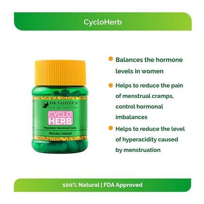 Dr.Vaidya's Cycloherb - Regulate Menstrual Cycle Capsules (Pack of 2 x 30's) - Speciality Medicines