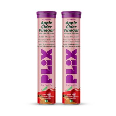 Plix L-Carnitine Apple Cider Vinegar Effervescent Tablet - Apple Burst (Pack of 2 x 15's) 1's - General Health