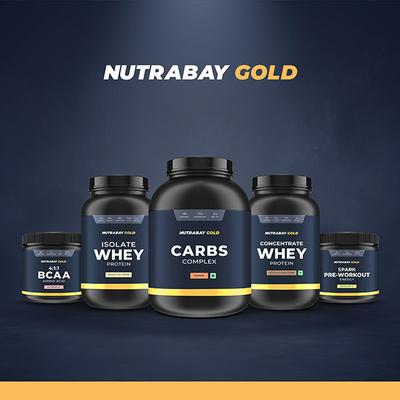 Nutrabay Gold Mega Mass Gainer Powder - Vanilla Ice Cream 1 kg - Weight Gain