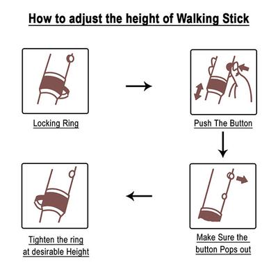 MCP Folding Walking Stick - Brown - Wheelchairs & Walking Sticks