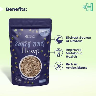 Health Horizons International Saucy BBQ Roasted Hemp Seeds (Pack of 2 x 100 gm) 1's - Nutritional Bars