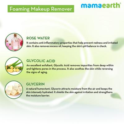 Mamaearth Micellar Water Foaming Makeup Remover Liquid 150 ml - Make Up Removers