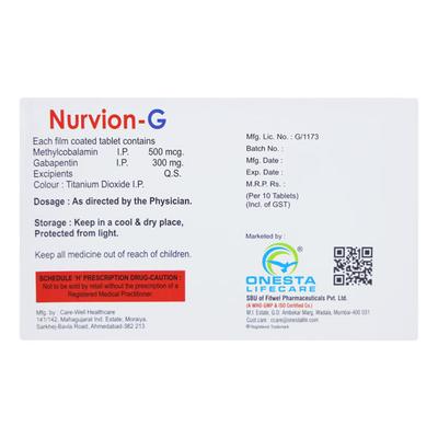 NURVION G Tablet 10's - Neuropathic Pain-Dru